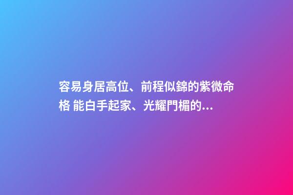 容易身居高位、前程似錦的紫微命格 能白手起家、光耀門楣的紫微命格-第1張-觀點-玄機派